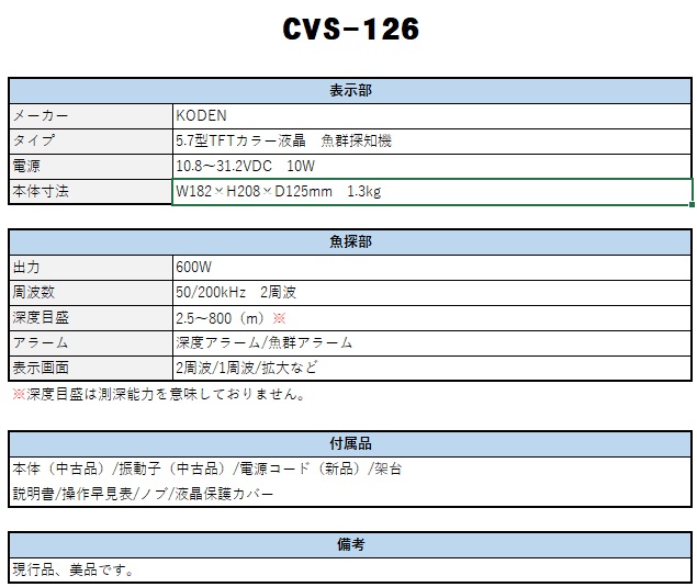 CVS-126詳細