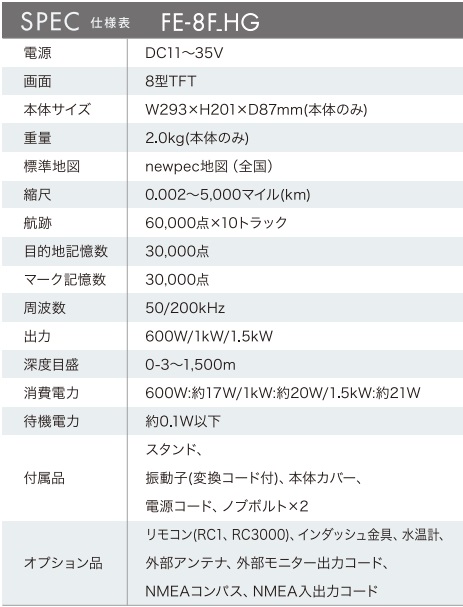 FE-8F-HG 主な仕様