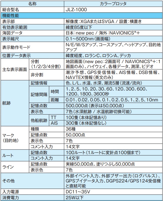 JLZ-1000 主な仕様